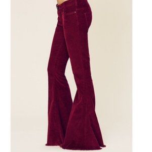 Free People Cords Super Flare Bellbottom Jeans Mulberry Corduroy Pants